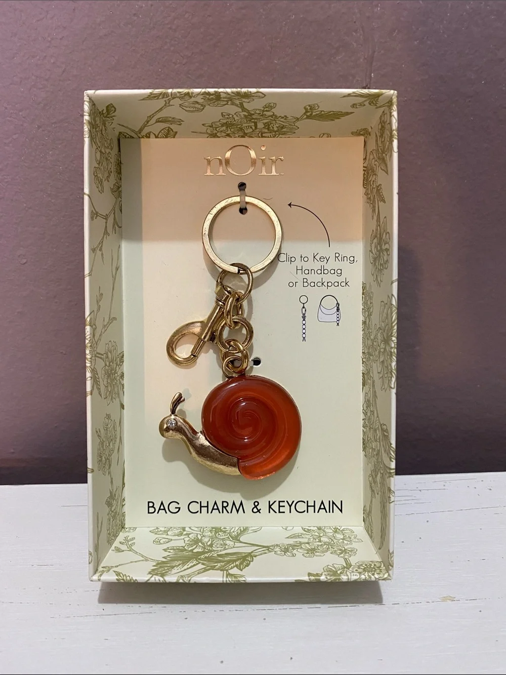 nOir - Gold & Orange Snail Bag Charm